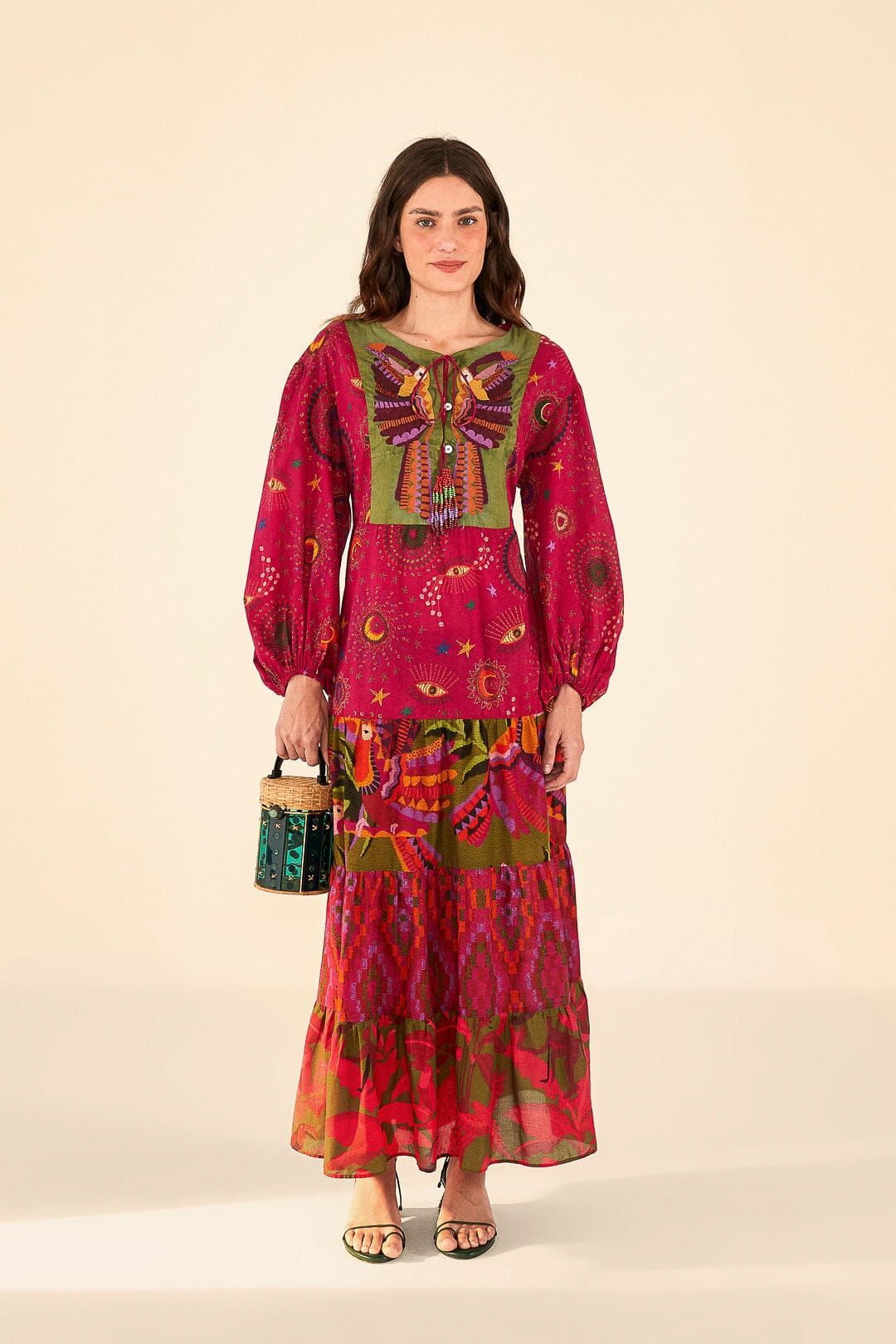 Mixed Prints Embroidered Yoke Maxi Dress sold by FARM Rio