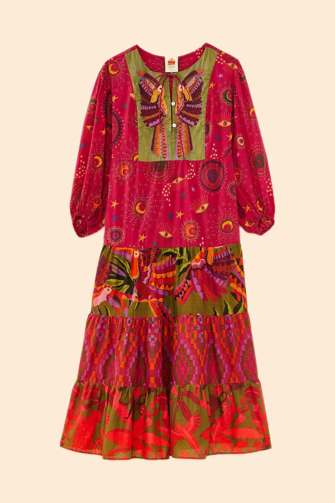 Mixed Prints Embroidered Yoke Maxi Dress sold by FARM Rio product image thumbnail 6
