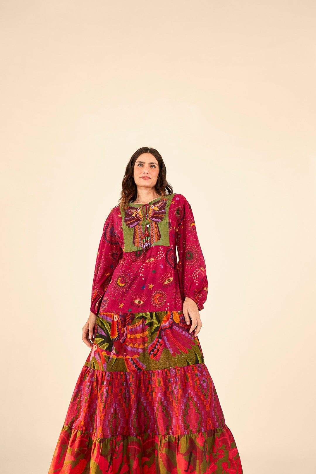 Mixed Prints Embroidered Yoke Maxi Dress sold by FARM Rio product image thumbnail 3