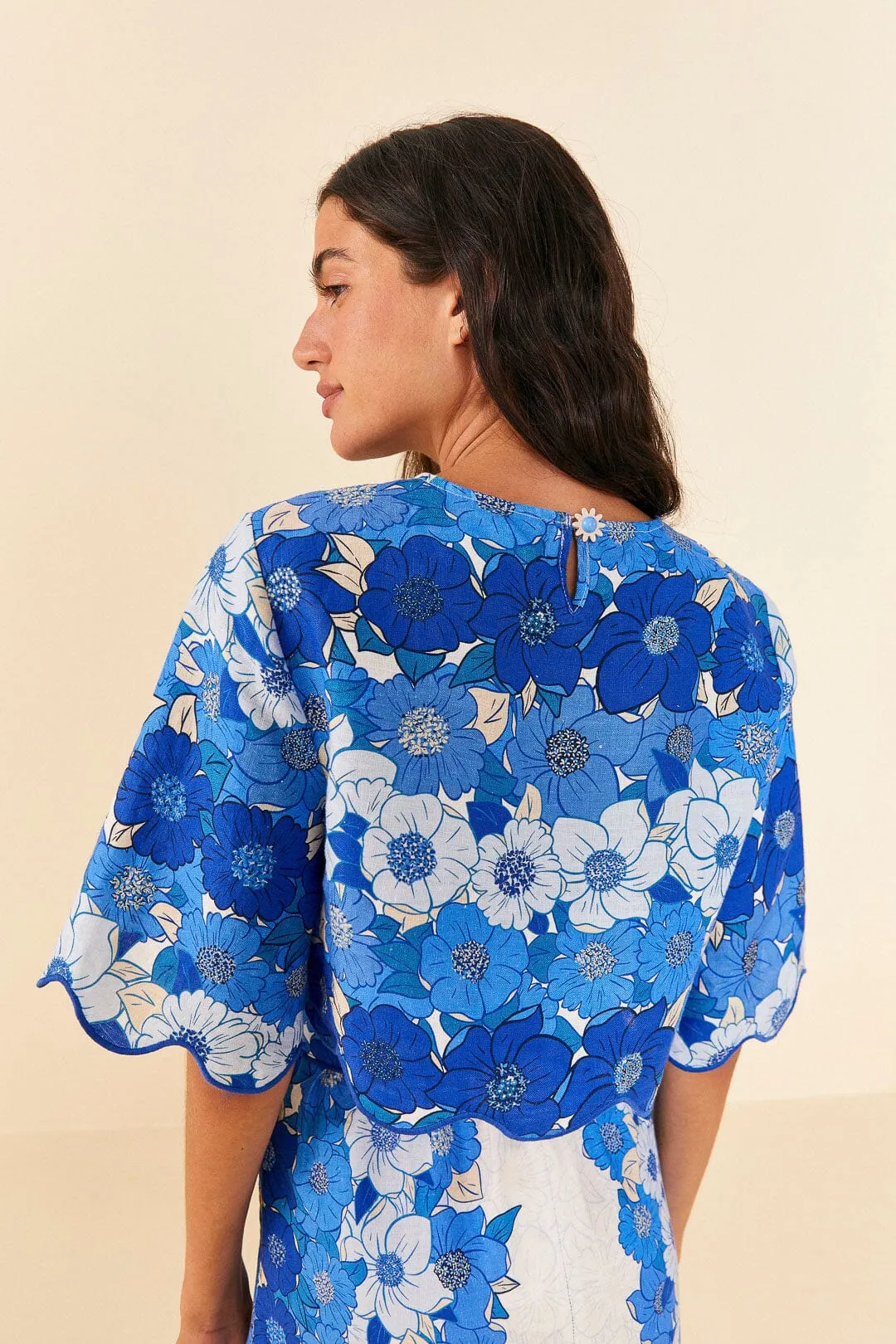 Blue Flower Stripes Crop Top sold by FARM Rio product image thumbnail 3