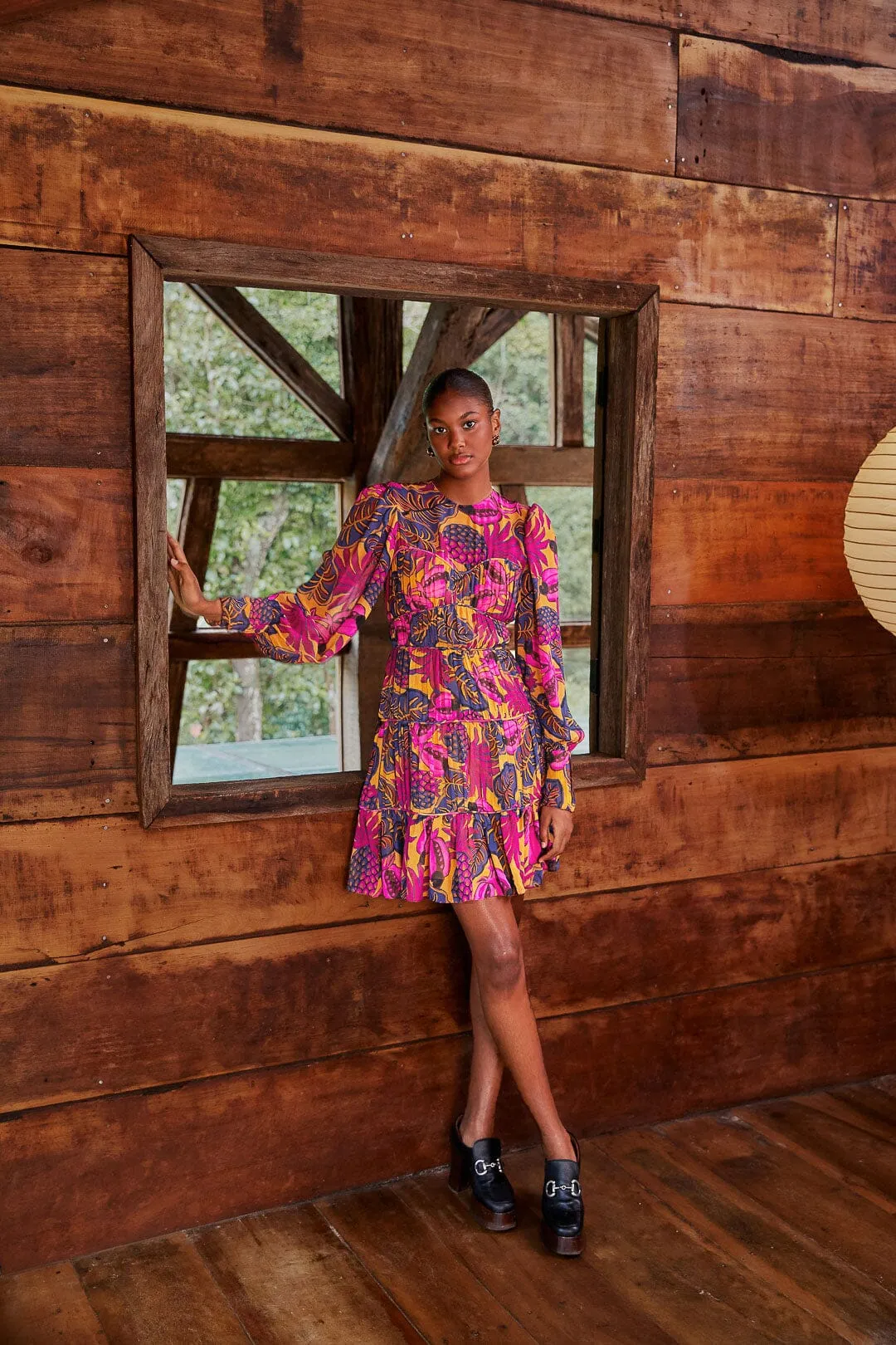 Yellow Fruit Dream Long Sleeve Mini Dress sold by FARM Rio product image thumbnail 2