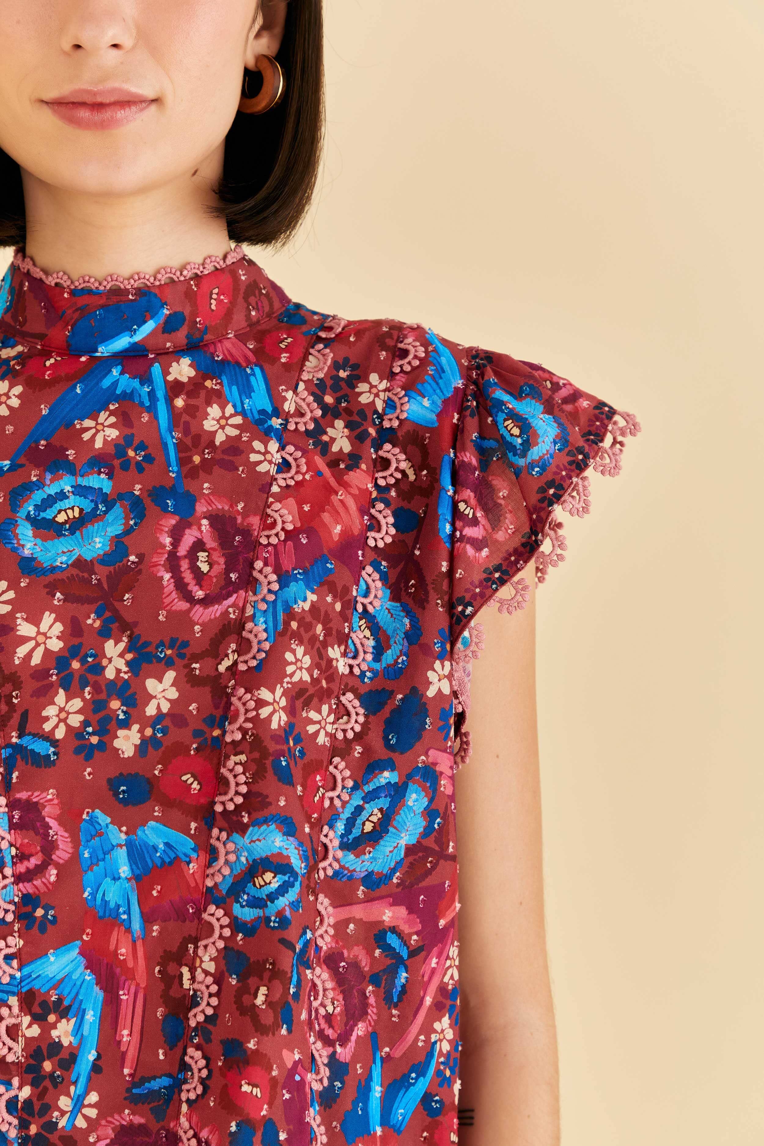 Blush Floral Birds Sleeveless Blouse sold by FARM Rio product image thumbnail 2