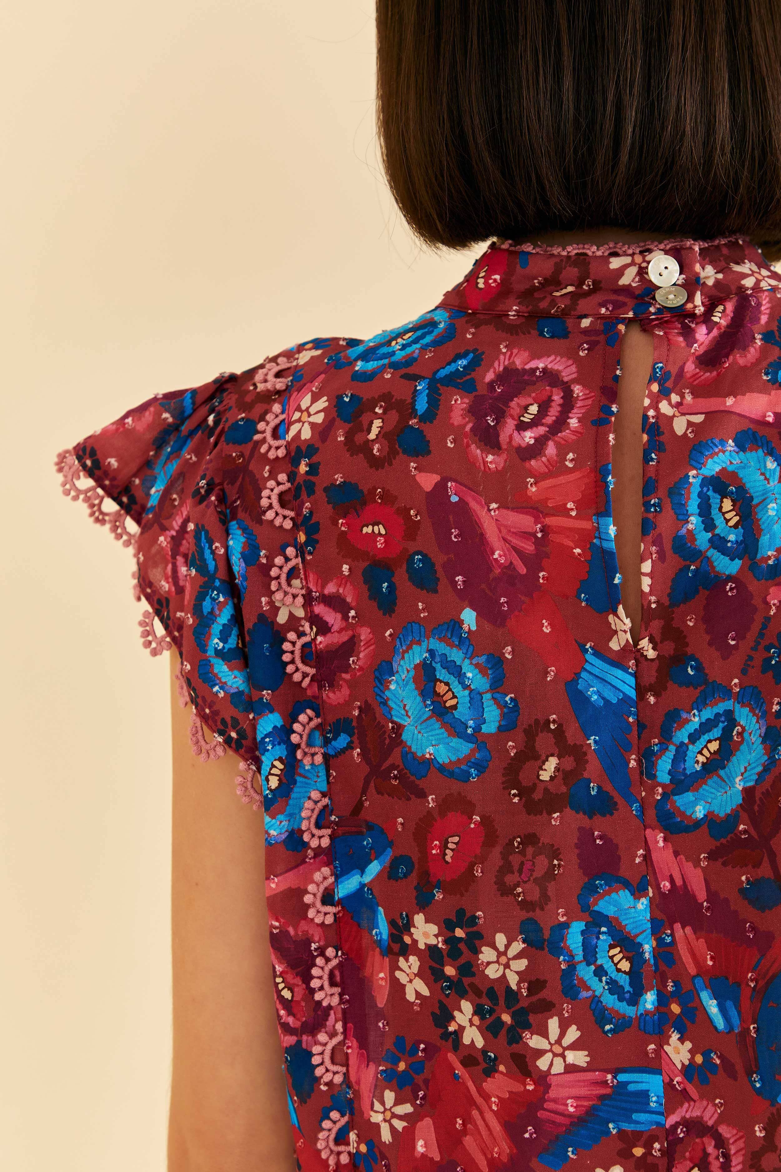 Blush Floral Birds Sleeveless Blouse sold by FARM Rio product image thumbnail 4