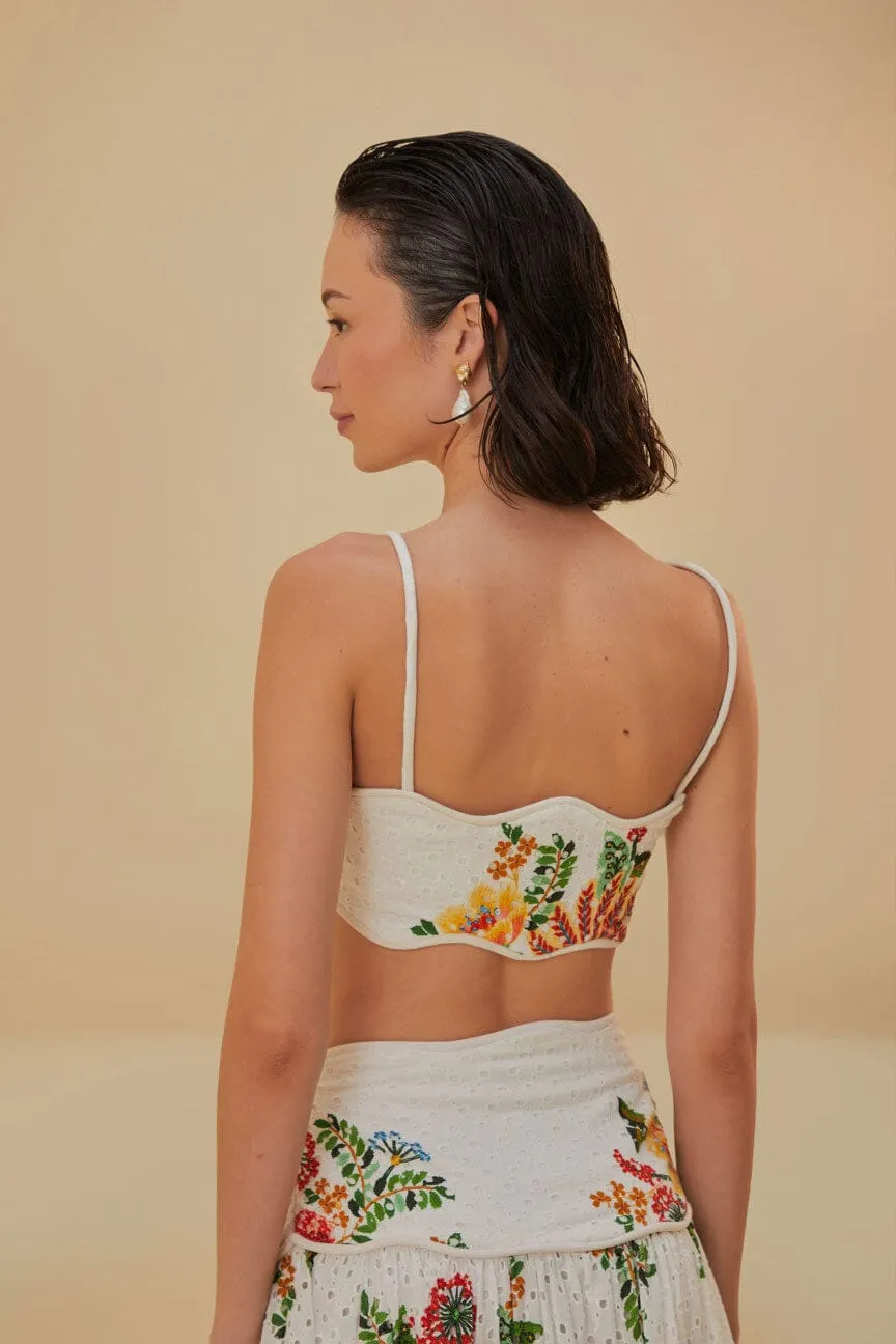 White Delicate Garden Sleeveless Crop Top sold by FARM Rio product image thumbnail 4