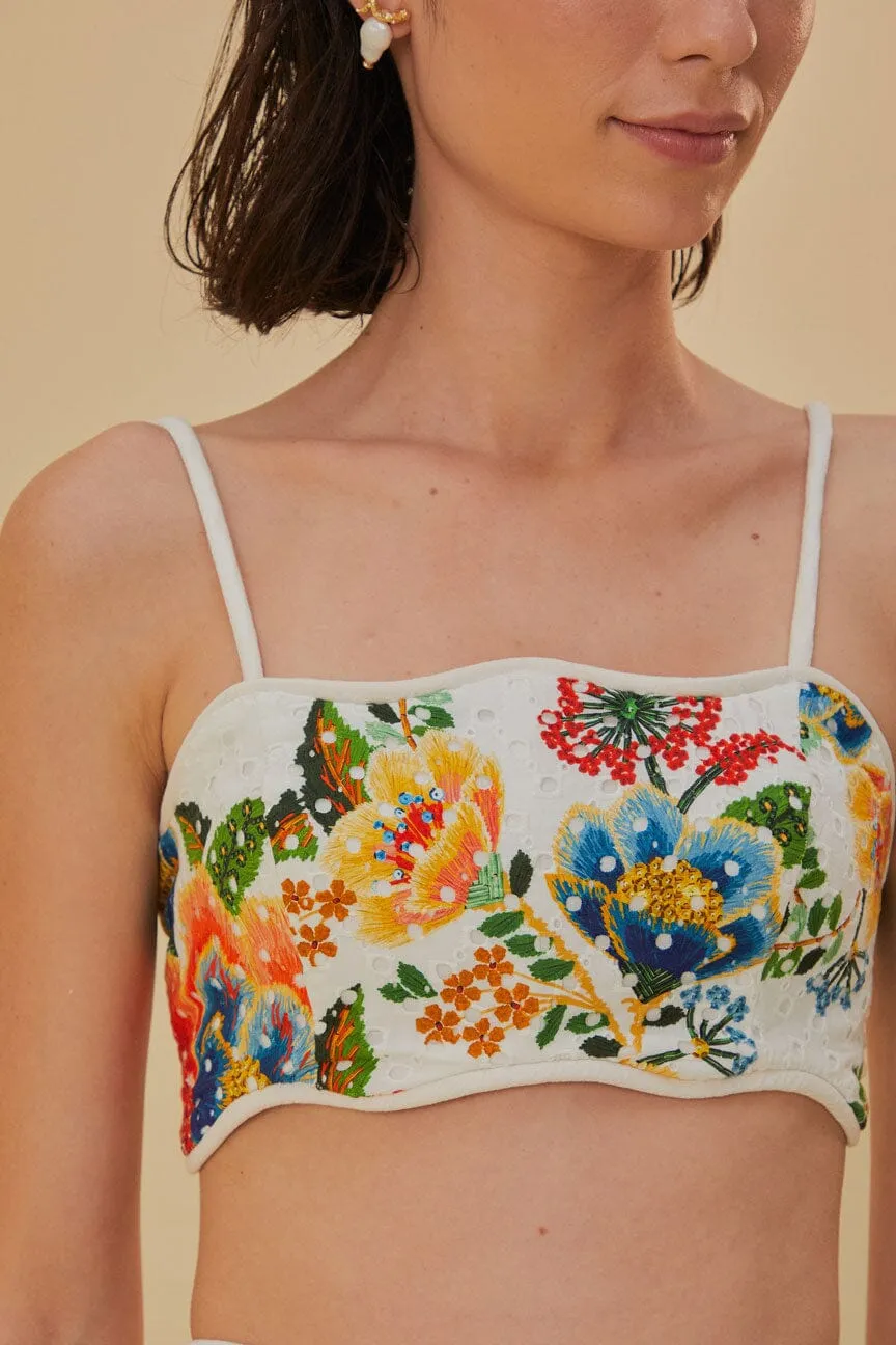 White Delicate Garden Sleeveless Crop Top sold by FARM Rio product image thumbnail 3