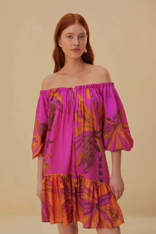 Beach Forest Pink Off The Shoulder Mini Dress sold by FARM Rio