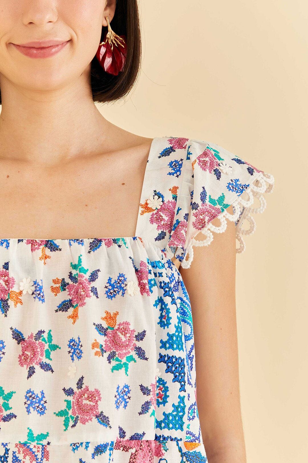 Off-White Romantic Bandanas Blouse sold by FARM Rio product image thumbnail 3