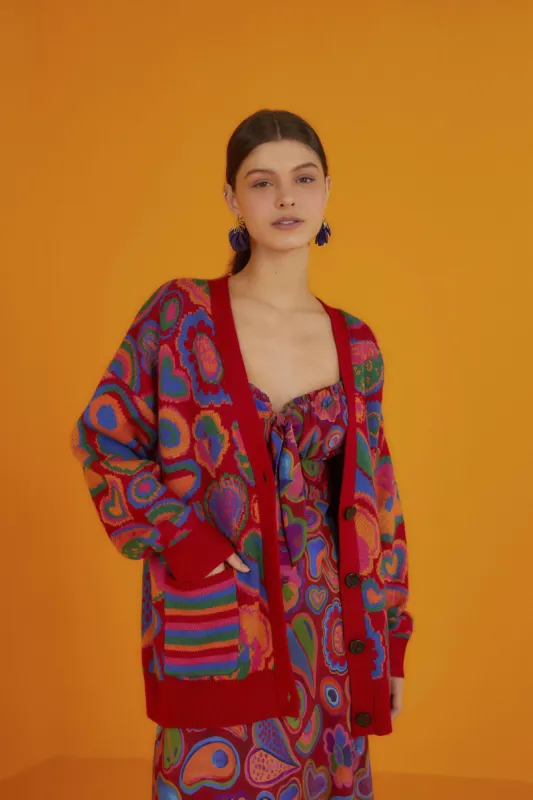 Red Lisa Cardigan sold by FARM Rio