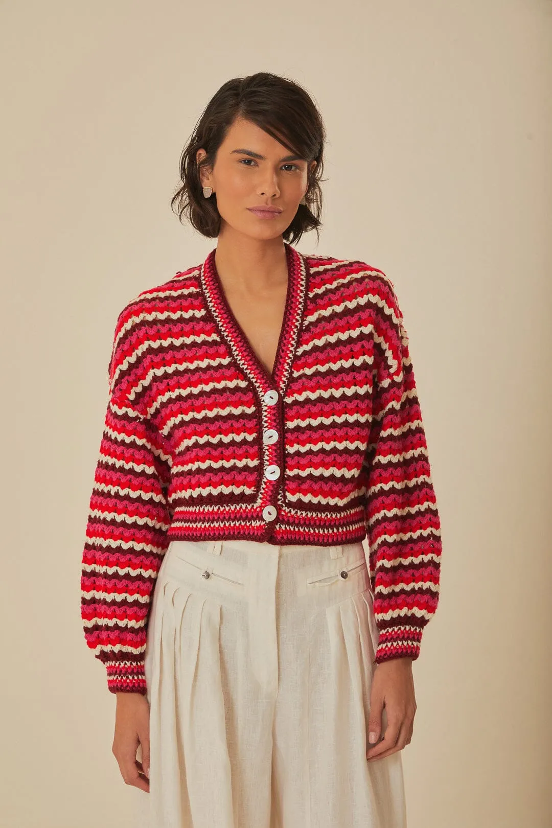 Colorful Stripes Crochet Cardigan sold by FARM Rio