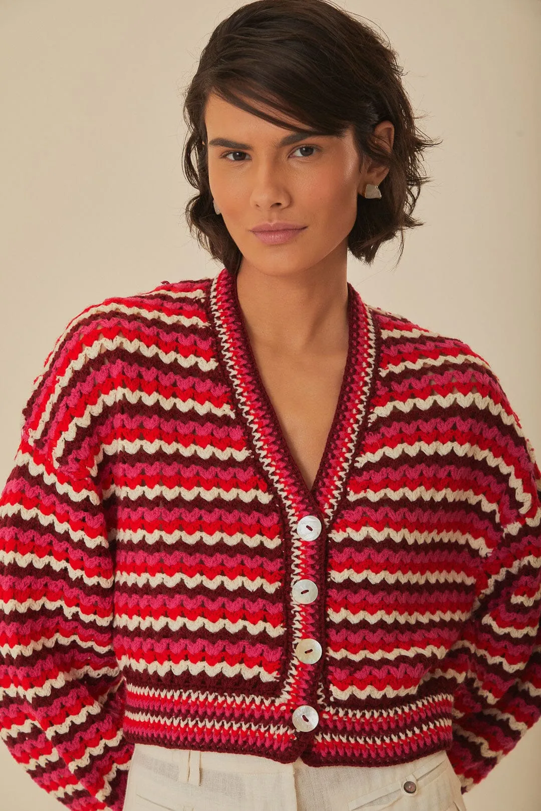 Colorful Stripes Crochet Cardigan sold by FARM Rio product image thumbnail 2