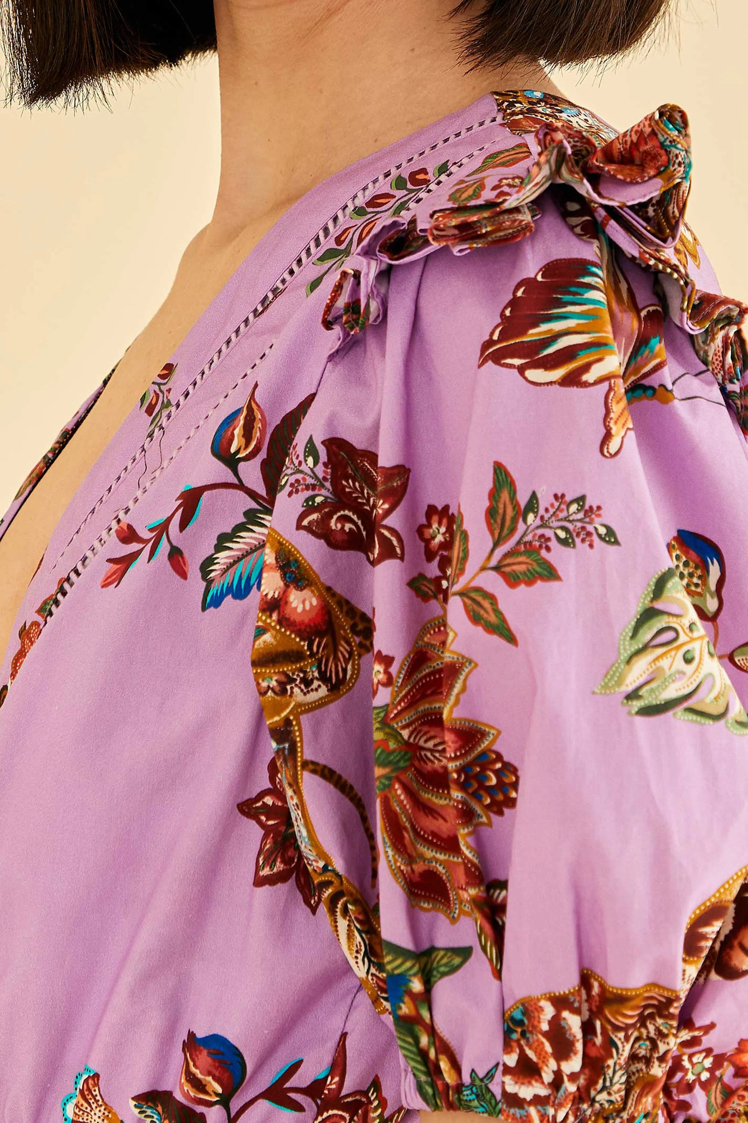 Lilac Floral Monkey Short Sleeve Romper sold by FARM Rio product image thumbnail 4