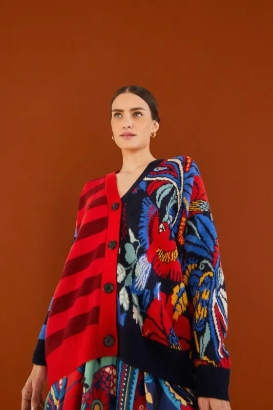 Blue Vintage Forest Stripes Cardigan sold by FARM Rio