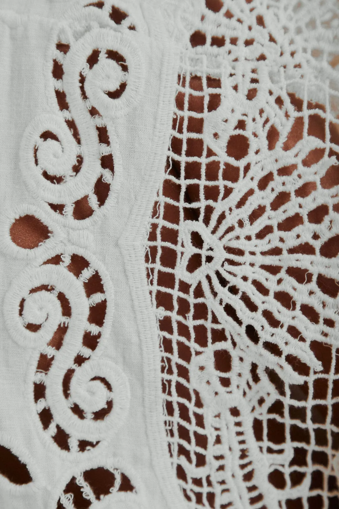 Off-White Embroidered Guipure Euroflax™ Premium Linen Midi Dress sold by FARM Rio product image thumbnail 5