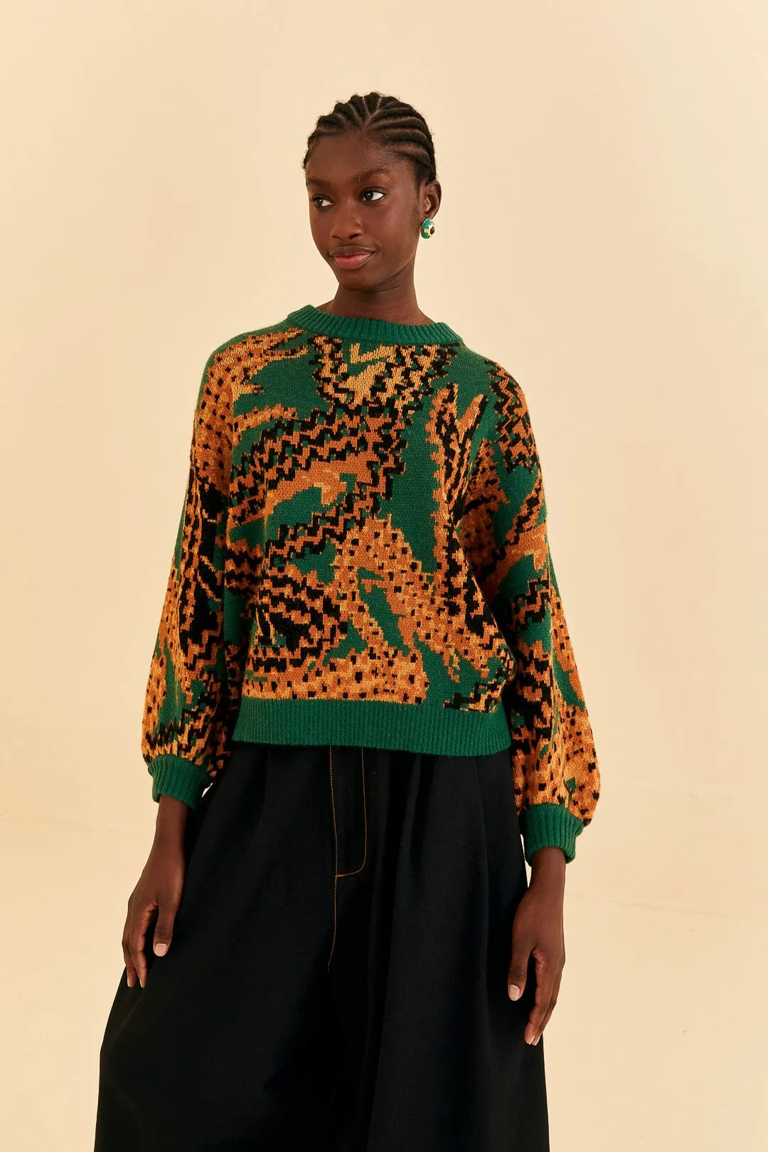 Green Croco Knit Sweater sold by FARM Rio