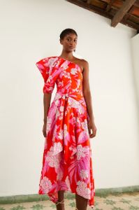 Red Dewdrop Floral Midi Dress sold by FARM Rio