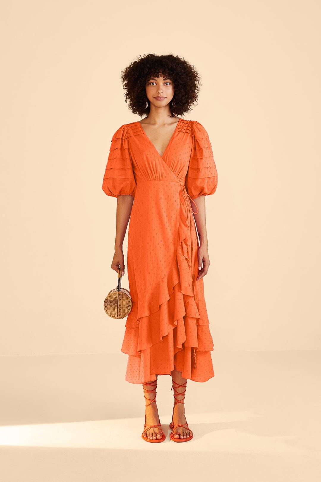 Orange Ruffles Midi Dress sold by FARM Rio