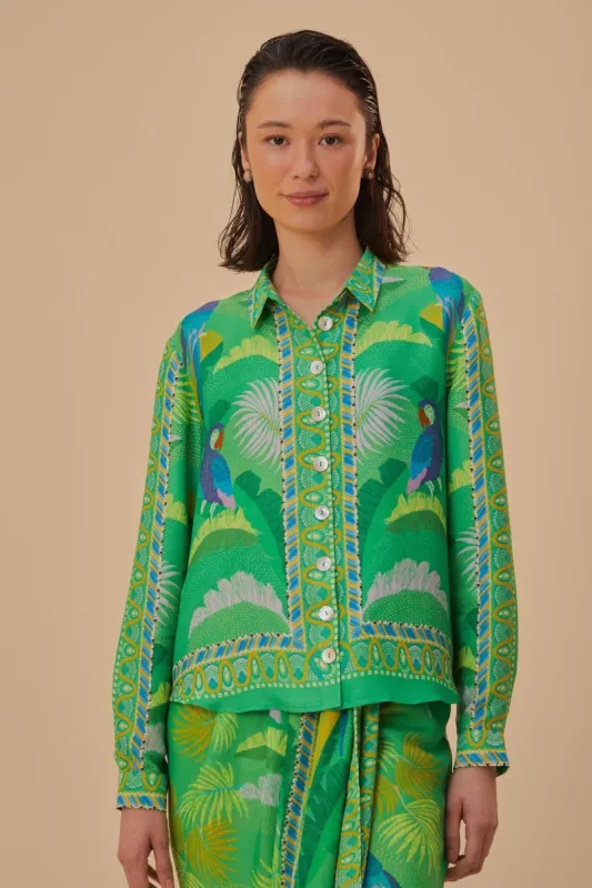 Green Macaw Scarf Lenzing™ Ecovero™ Viscose Shirt sold by FARM Rio