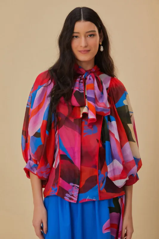 Watercolor Floral Blue Long Sleeve Blouse sold by FARM Rio