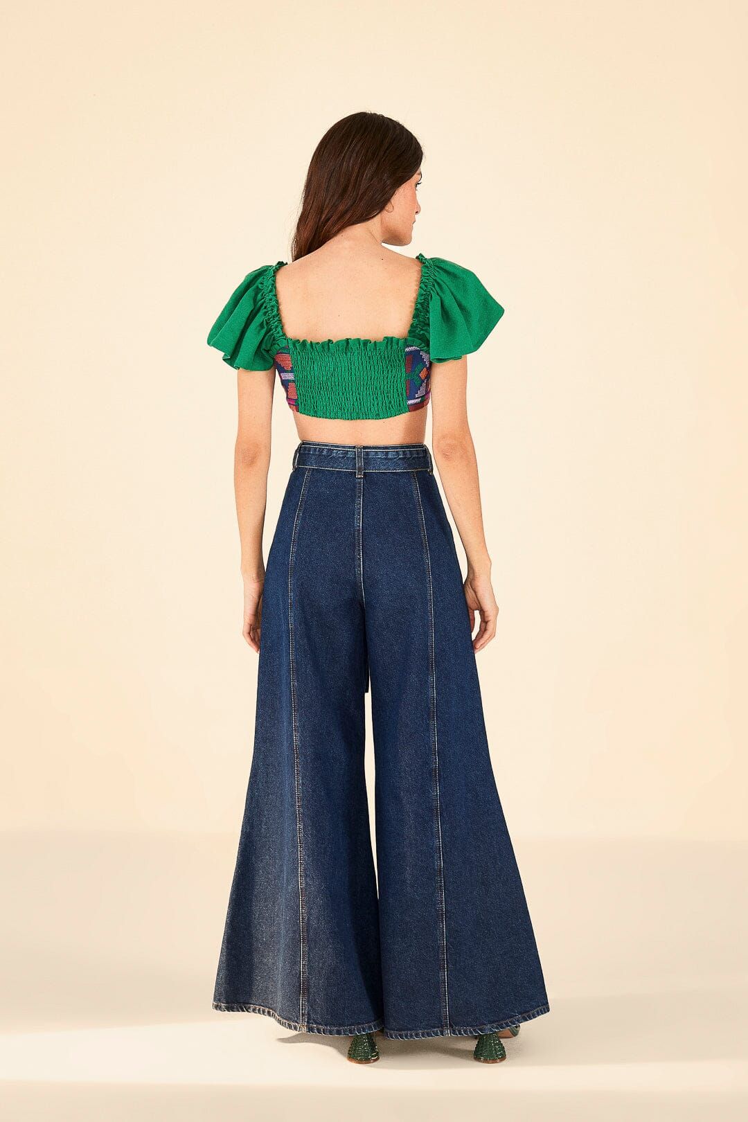 Dark Wash Wide Leg Denim Pants sold by FARM Rio product image thumbnail 3