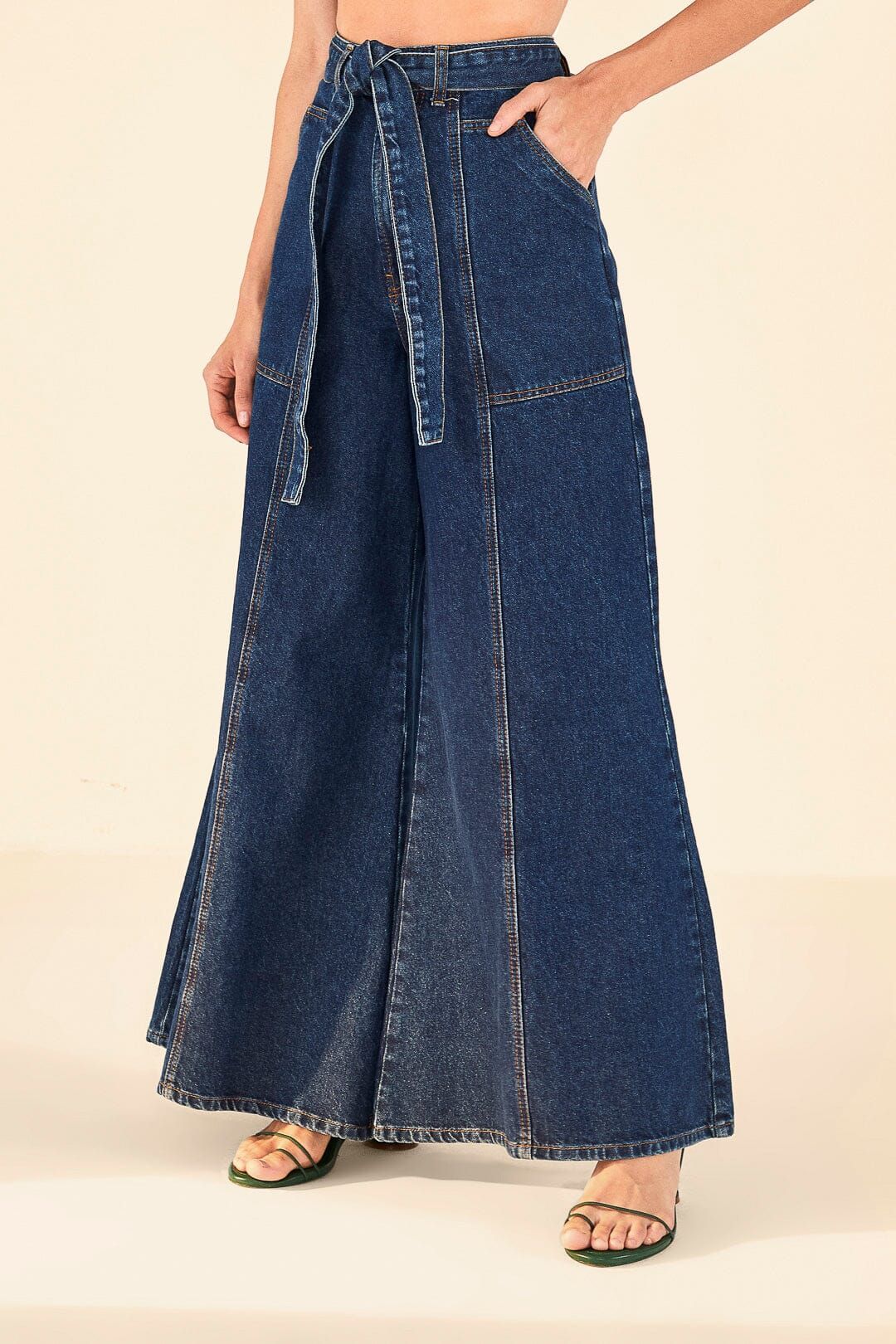Dark Wash Wide Leg Denim Pants sold by FARM Rio product image thumbnail 2