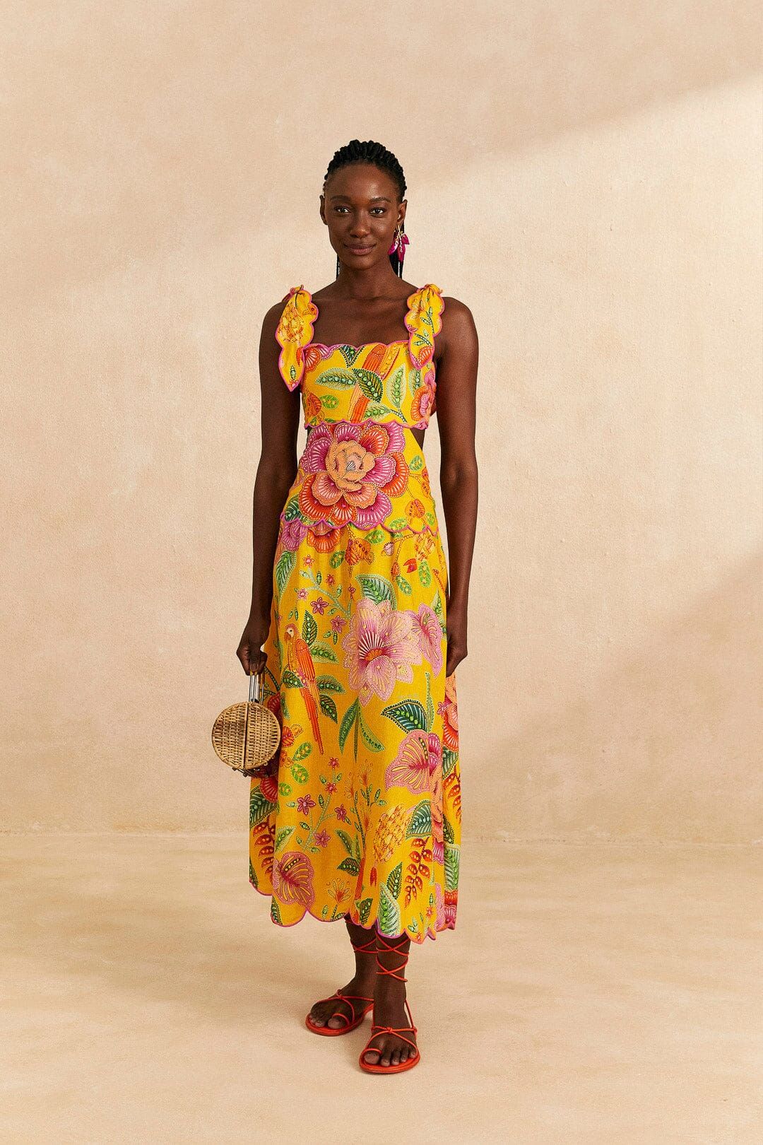 Yellow Macaw Bloom Midi Dress sold by FARM Rio