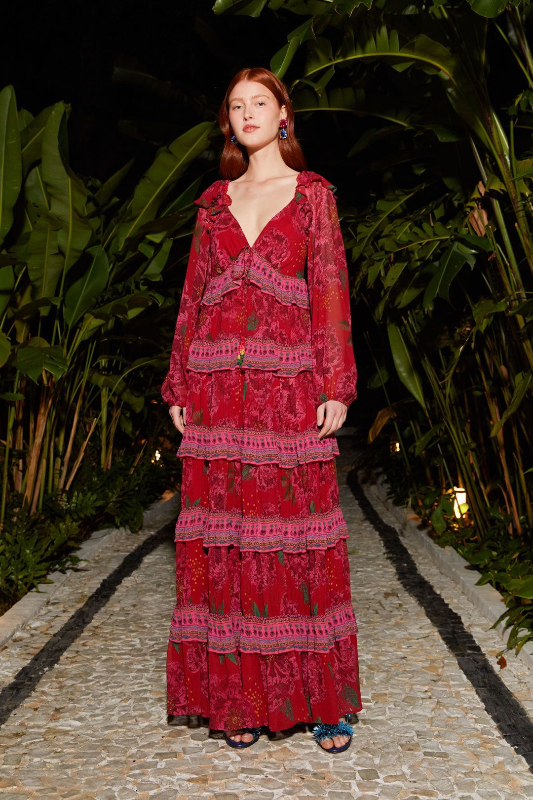 Red Shiny Flowers Maxi Dress sold by FARM Rio product image thumbnail 3