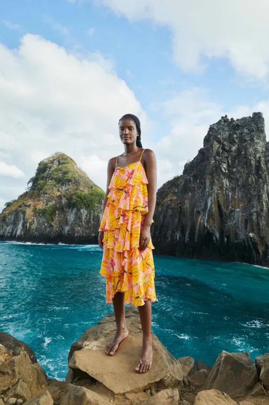 Banana Taste Ruffle Midi Dress sold by FARM Rio