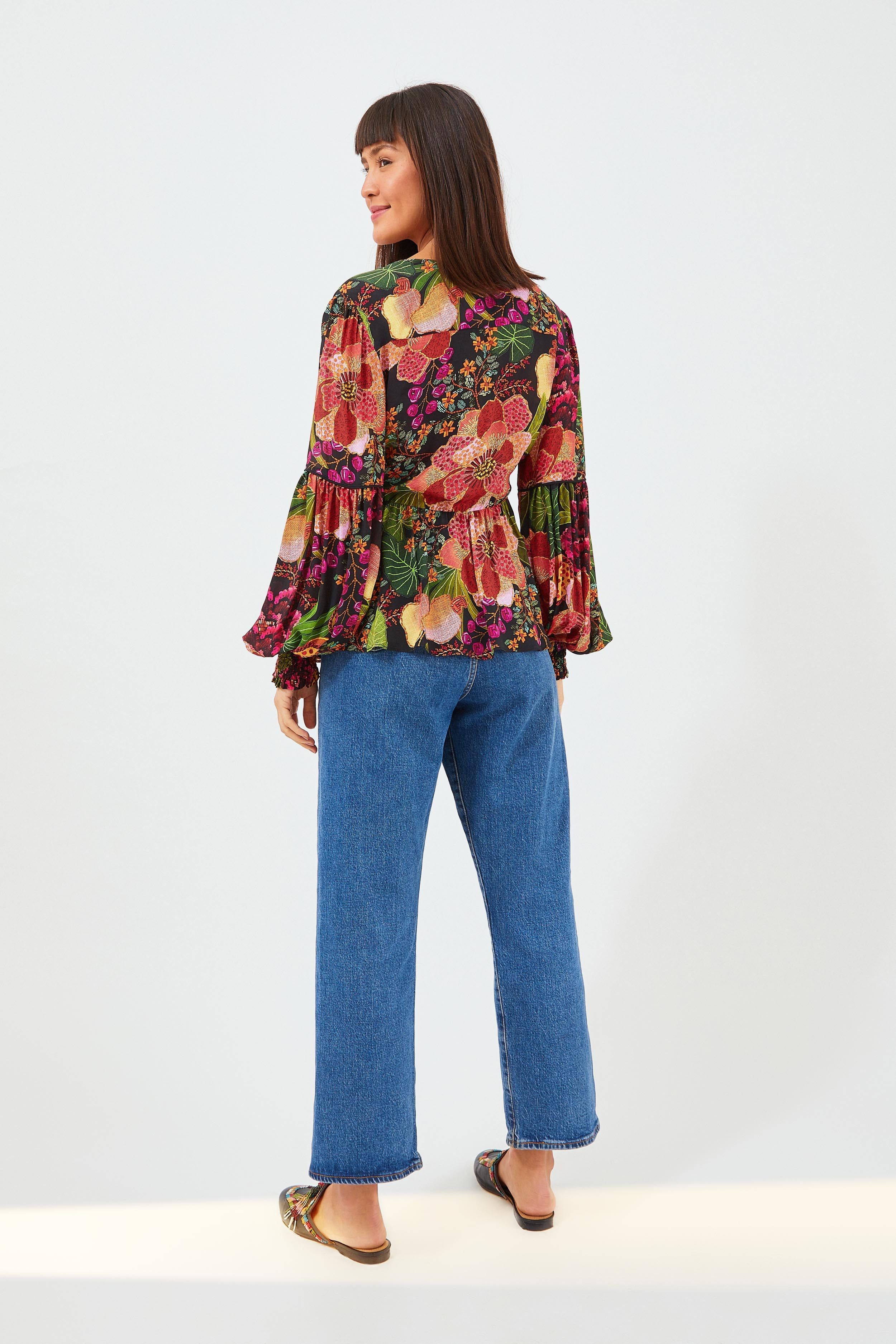 BLACK FRUIT FLORAL BLOUSE sold by FARM Rio product image thumbnail 4