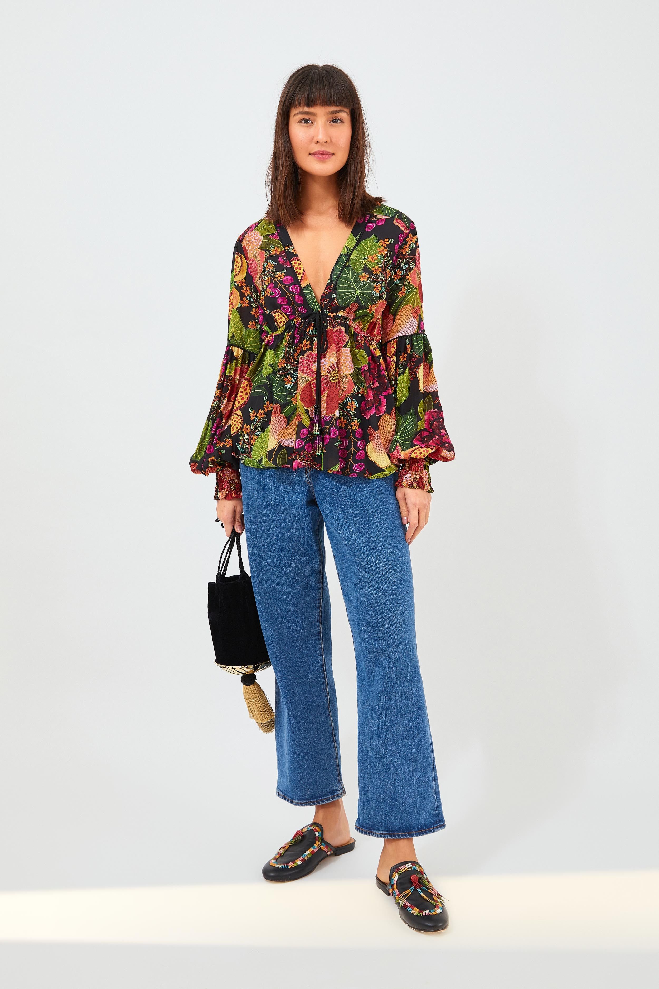 BLACK FRUIT FLORAL BLOUSE sold by FARM Rio product image thumbnail 2