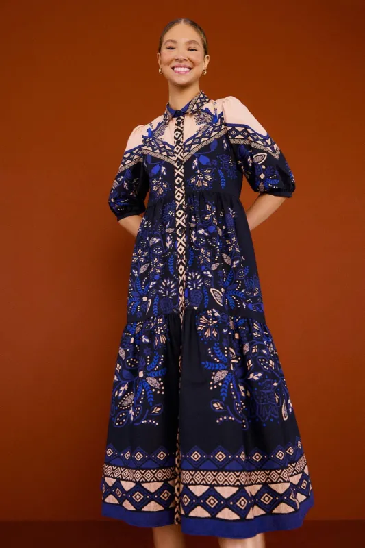 Black Macaw Forest Organic Cotton Midi Dress sold by FARM Rio