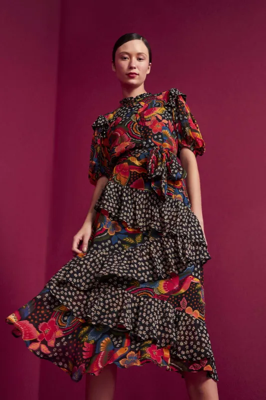 Black Toucanfly Midi Dress sold by FARM Rio