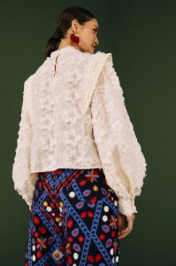 White 3D Stars Blouse sold by FARM Rio
