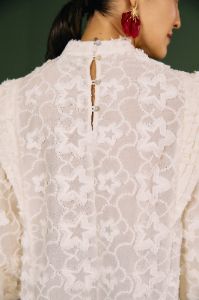 White 3D Stars Blouse sold by FARM Rio