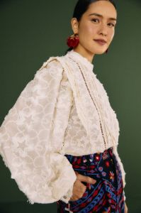 White 3D Stars Blouse sold by FARM Rio
