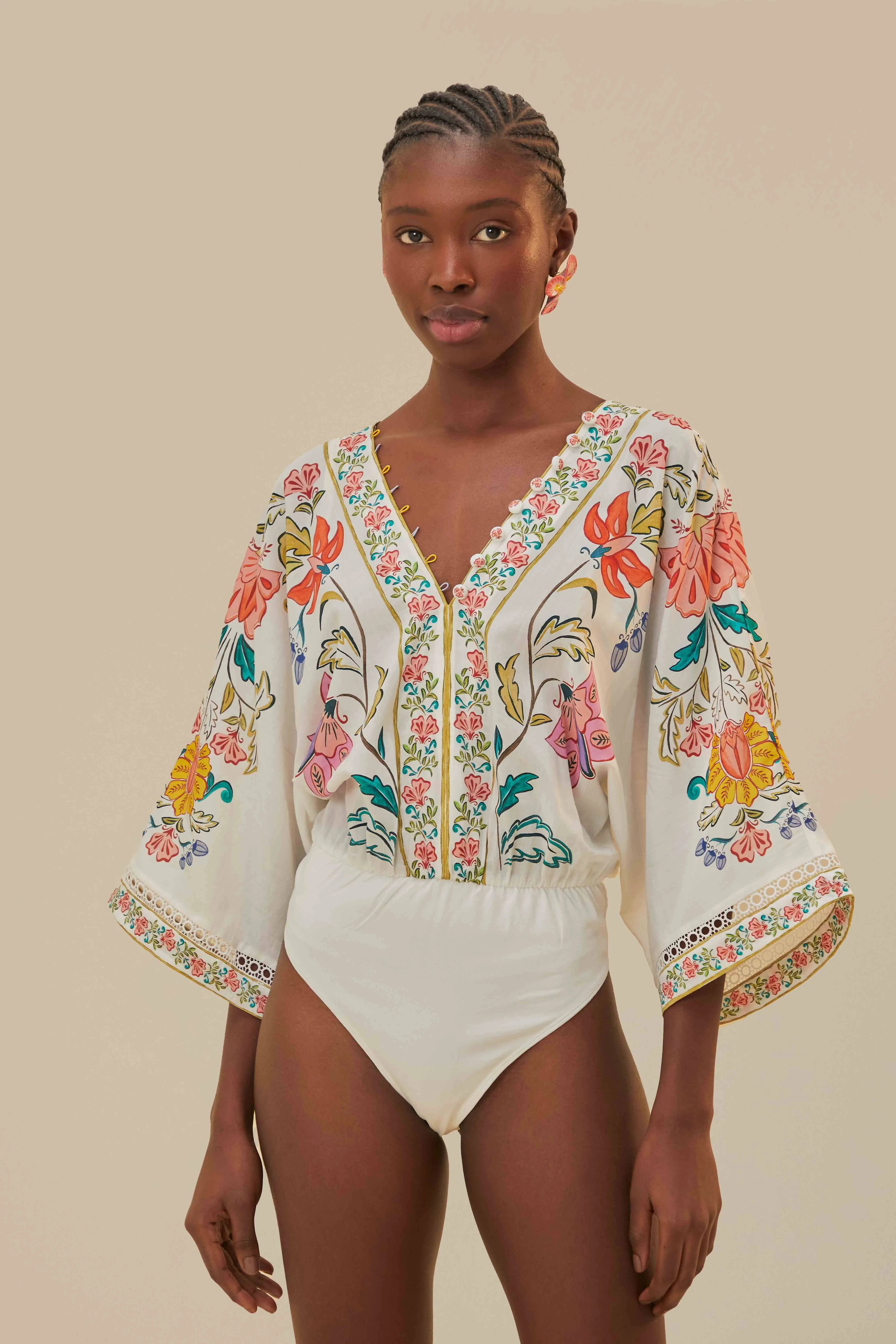 Off-White Insects Floral Bodysuit sold by FARM Rio product image thumbnail 2