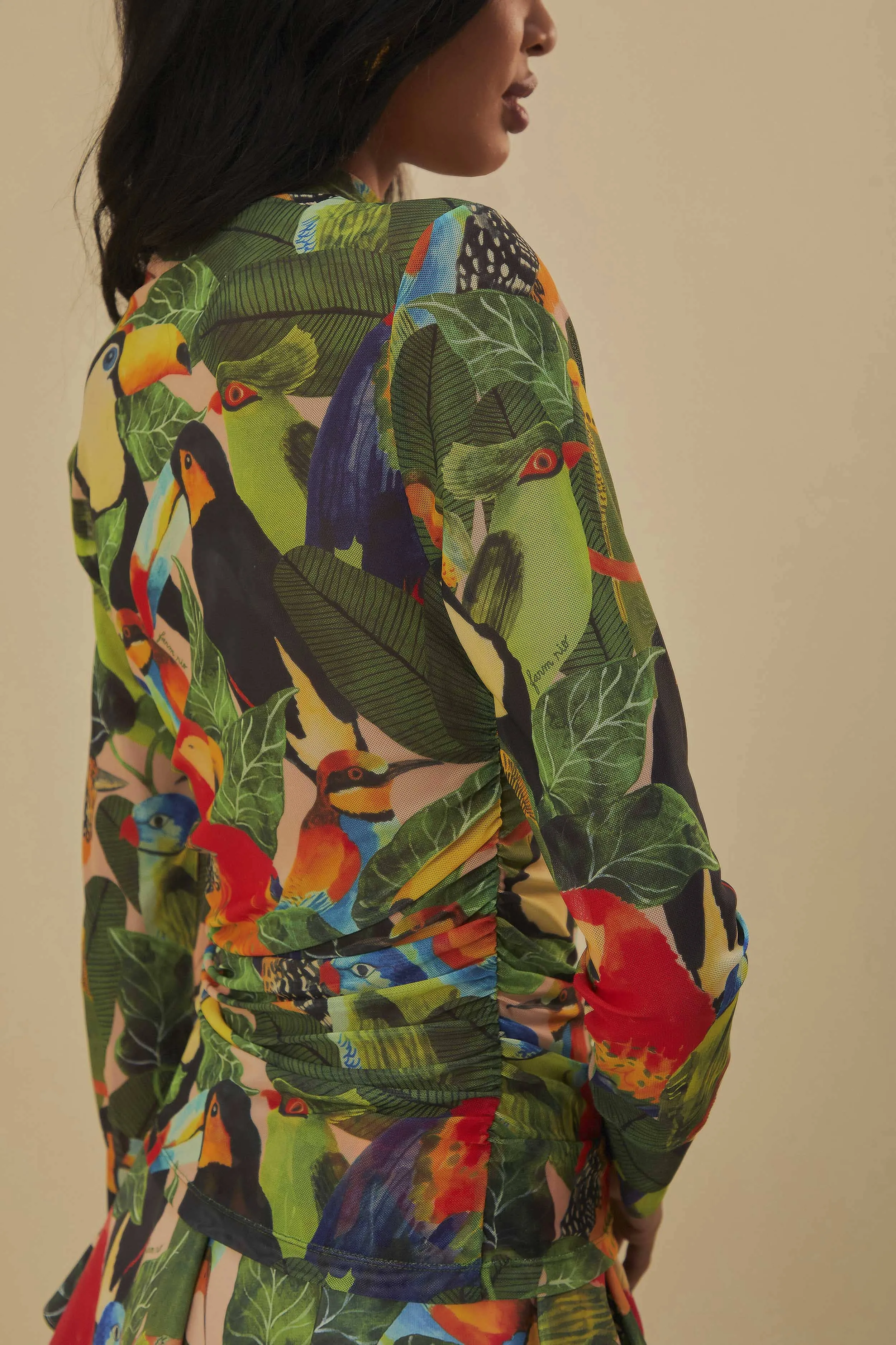 Bird Leaves Sand Tulle Blouse sold by FARM Rio product image thumbnail 3