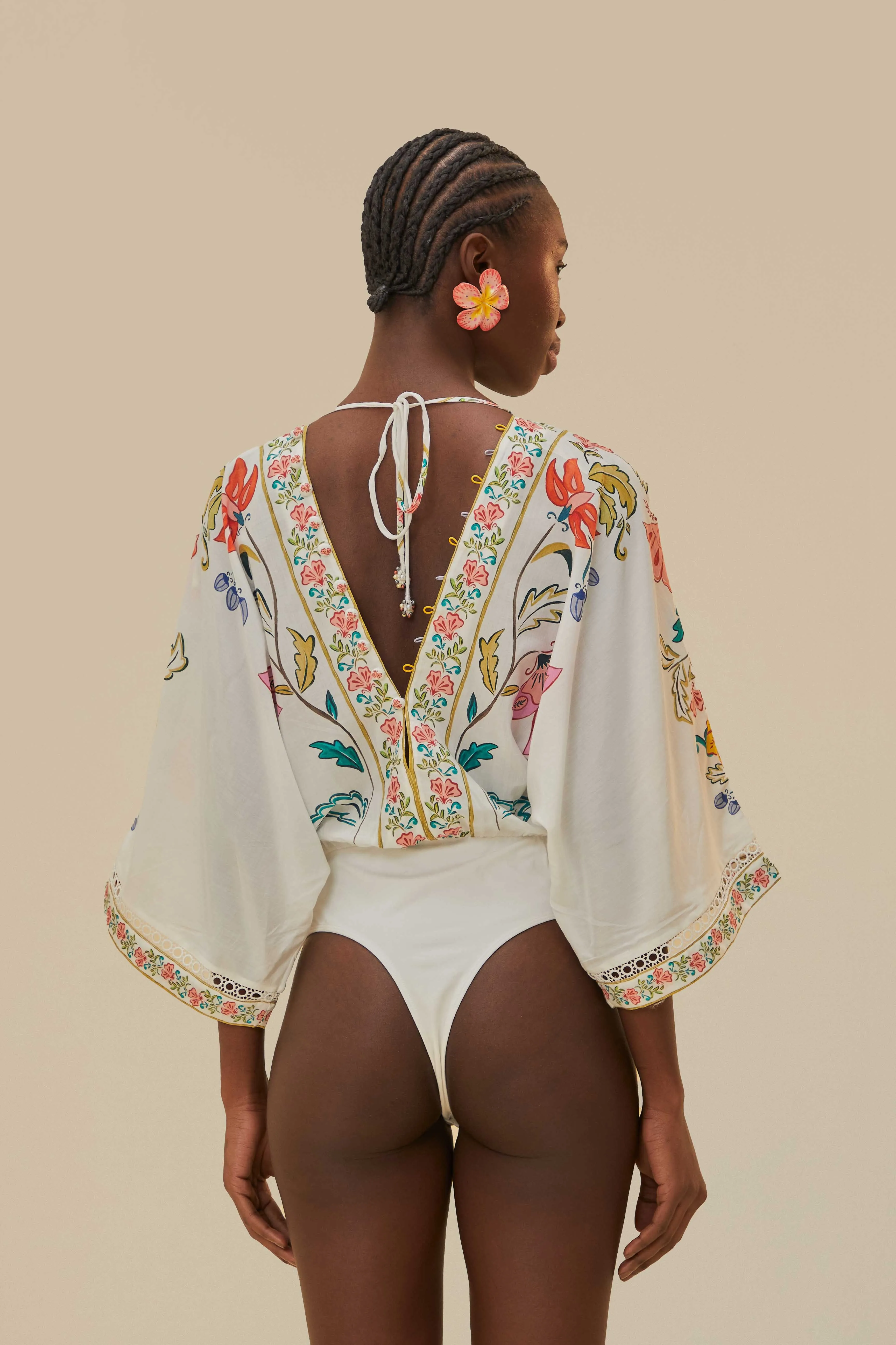 Off-White Insects Floral Bodysuit sold by FARM Rio product image thumbnail 3