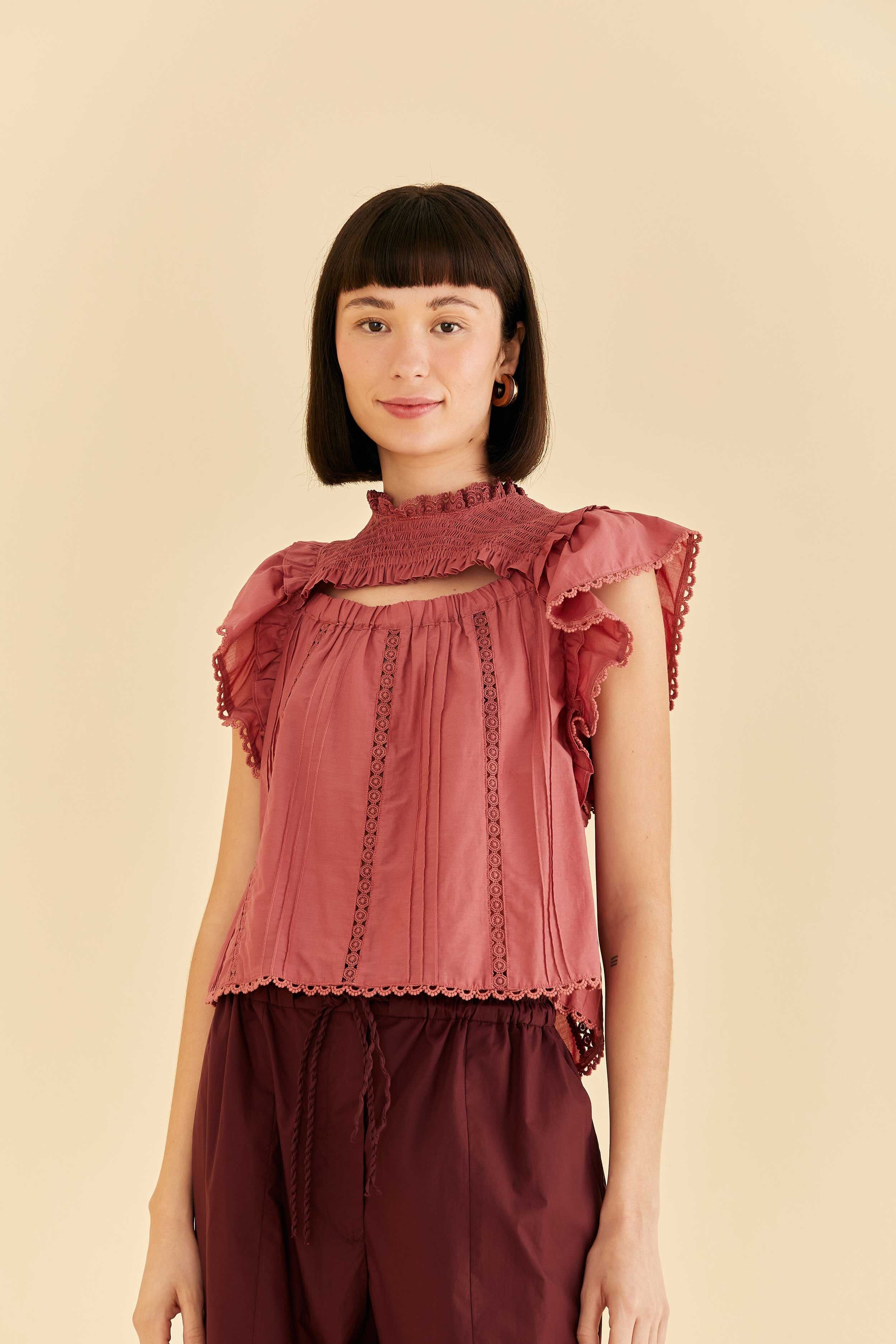 Blush Ruffles Blouse sold by FARM Rio