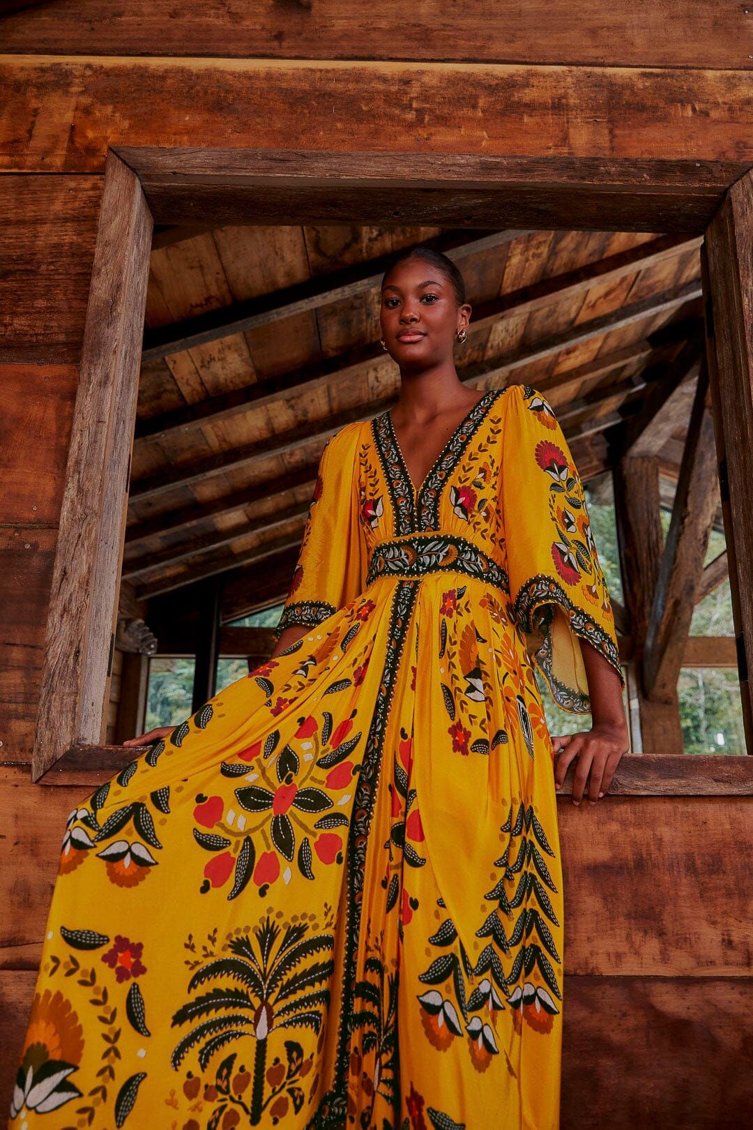 Yellow Tropical Tapestry Kaftan Dress sold by FARM Rio product image thumbnail 2