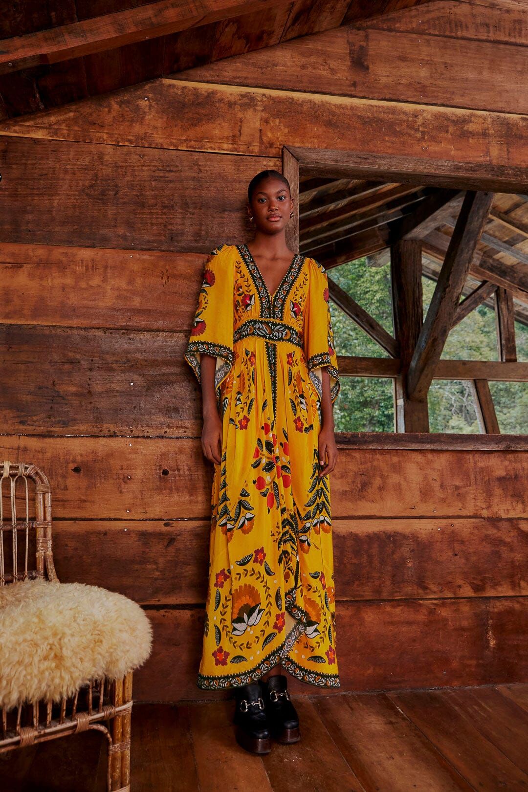 Yellow Tropical Tapestry Kaftan Dress sold by FARM Rio
