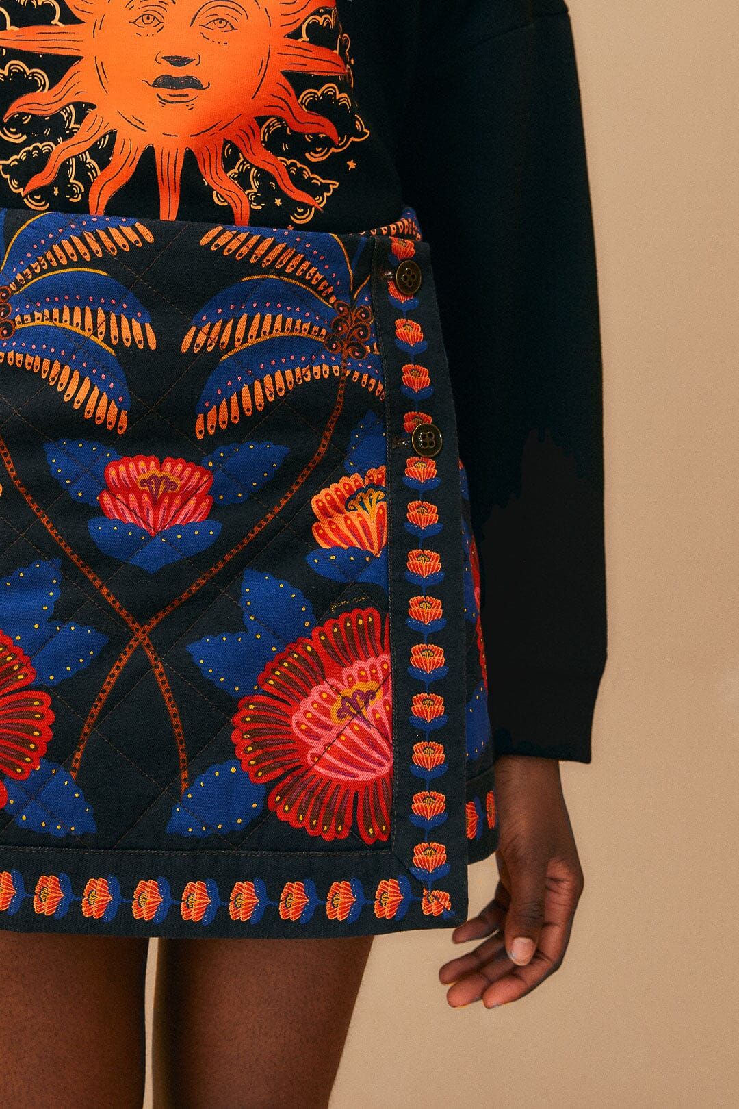 Black Living Bloom Mini Skirt sold by FARM Rio product image thumbnail 3