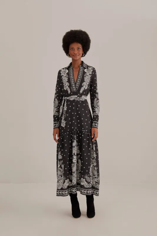 Black Paisley Bloom Maxi Dress sold by FARM Rio