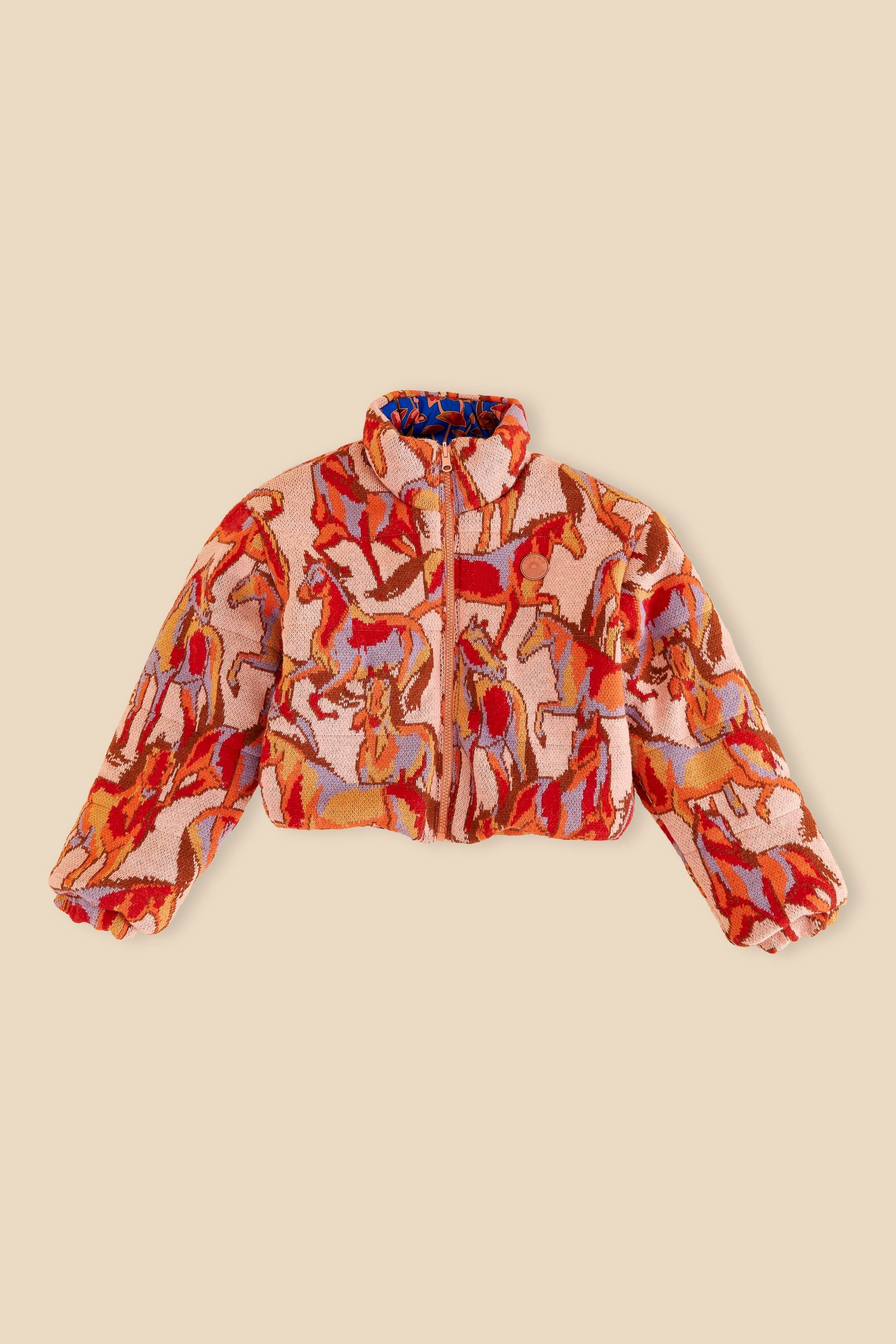 Rose Wild Horses Tricot Reversible Puffer Jacket sold by FARM Rio product image thumbnail 5