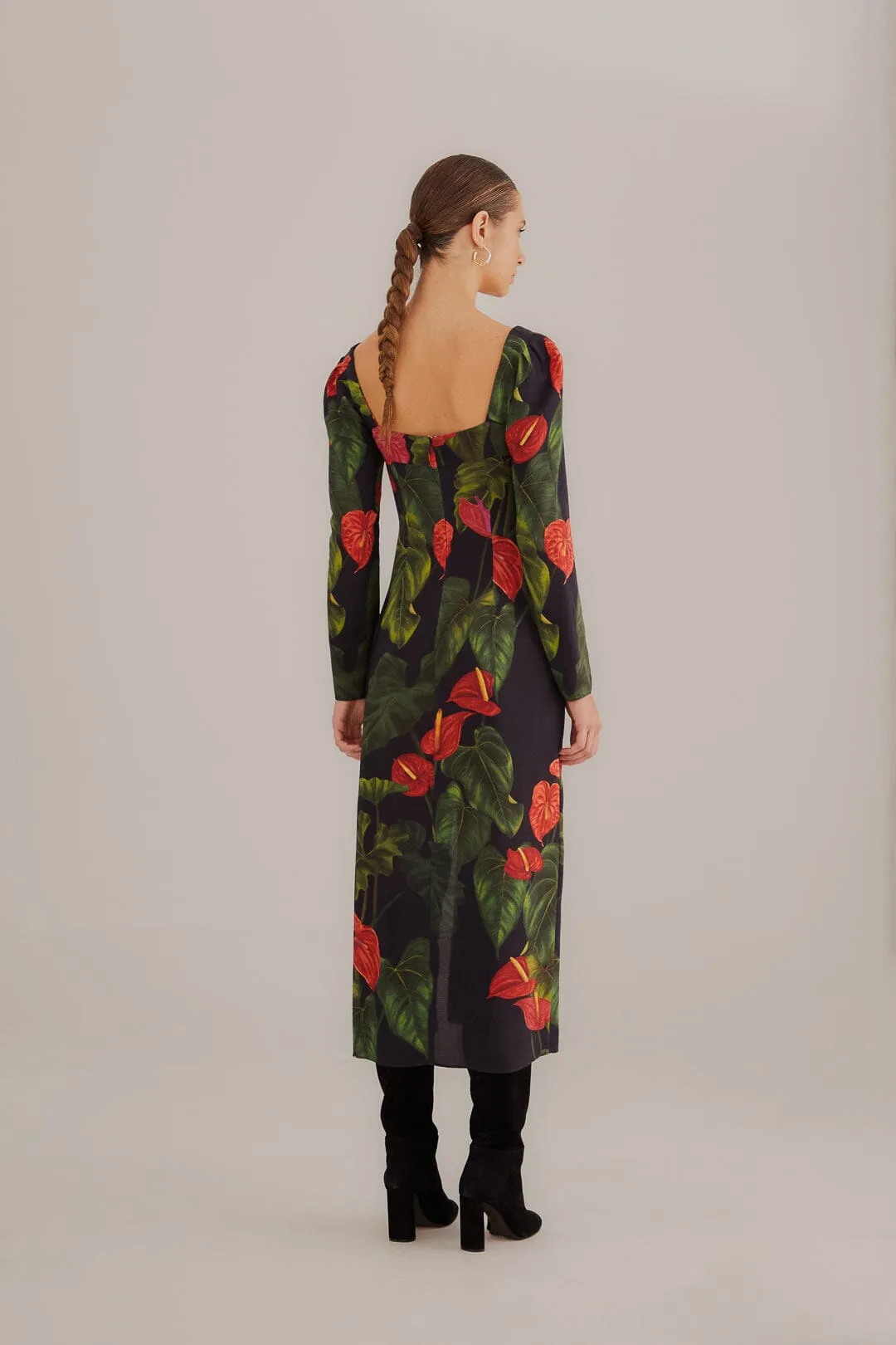 Black Anthurium Slit Midi Dress sold by FARM Rio product image thumbnail 4