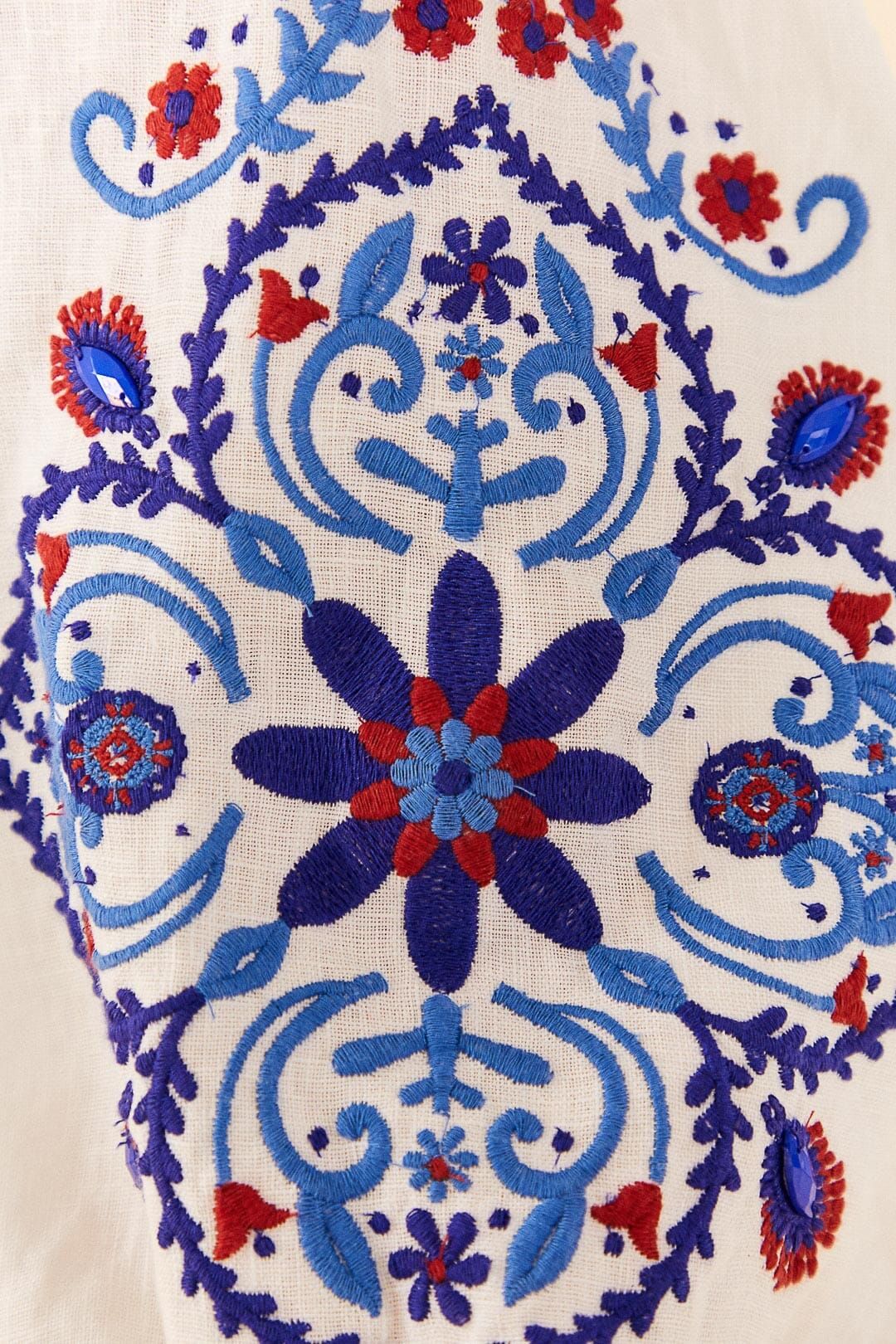 Off-White Navy Embroidery Mini Dress sold by FARM Rio product image thumbnail 5