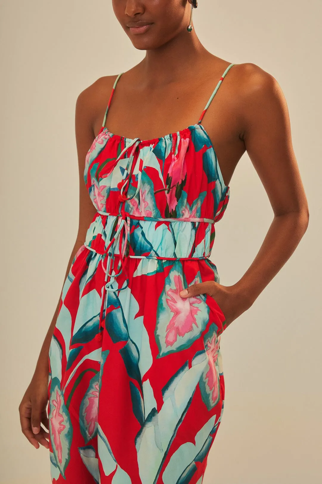 Red Summer Foliage Organic Cotton Jumpsuit sold by FARM Rio product image thumbnail 3