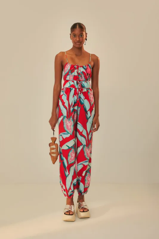 Red Summer Foliage Organic Cotton Jumpsuit sold by FARM Rio