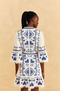 Blue And White Cross Stitch Mini Dress sold by FARM Rio