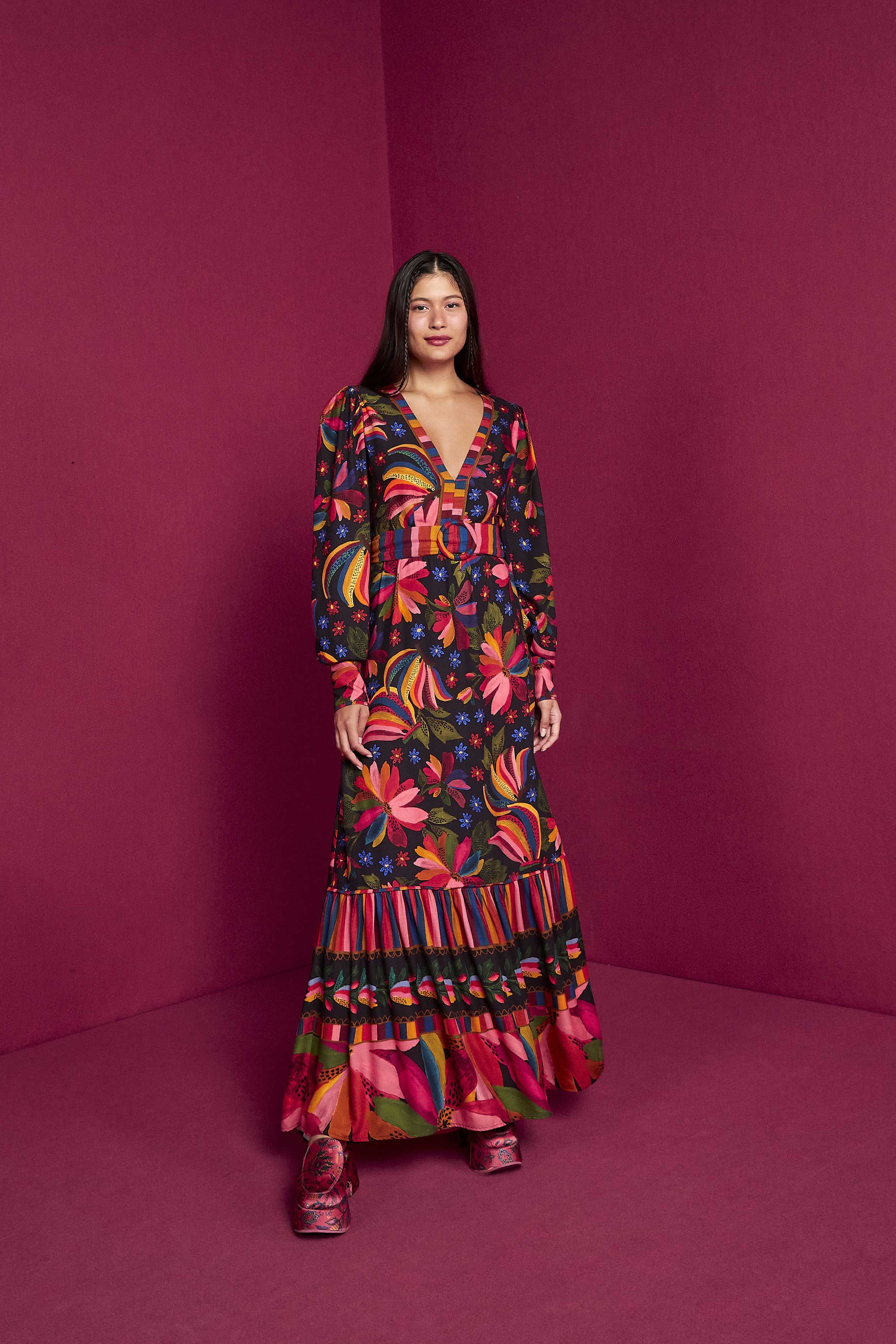 Black Banana Sky Lenzing™ Ecovero™ Viscose Maxi Dress sold by FARM Rio product image thumbnail 4