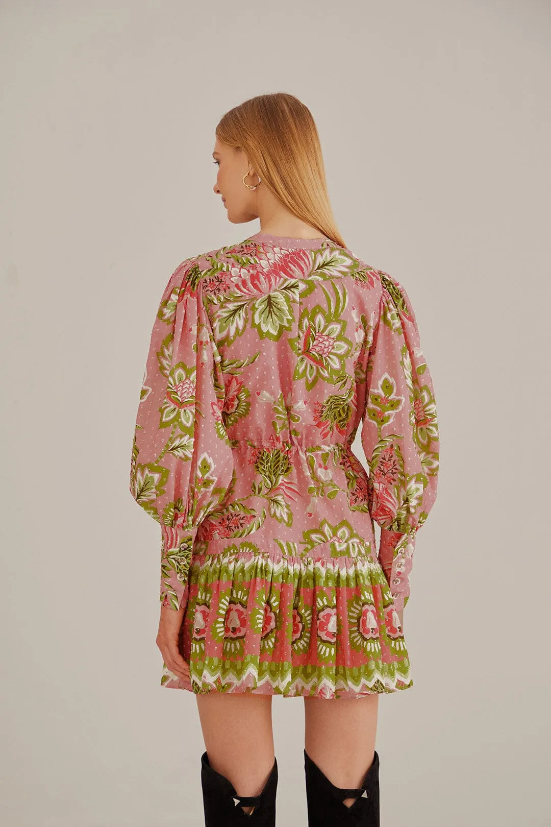 Soft Pink Aura Floral Mini Dress sold by FARM Rio product image thumbnail 4